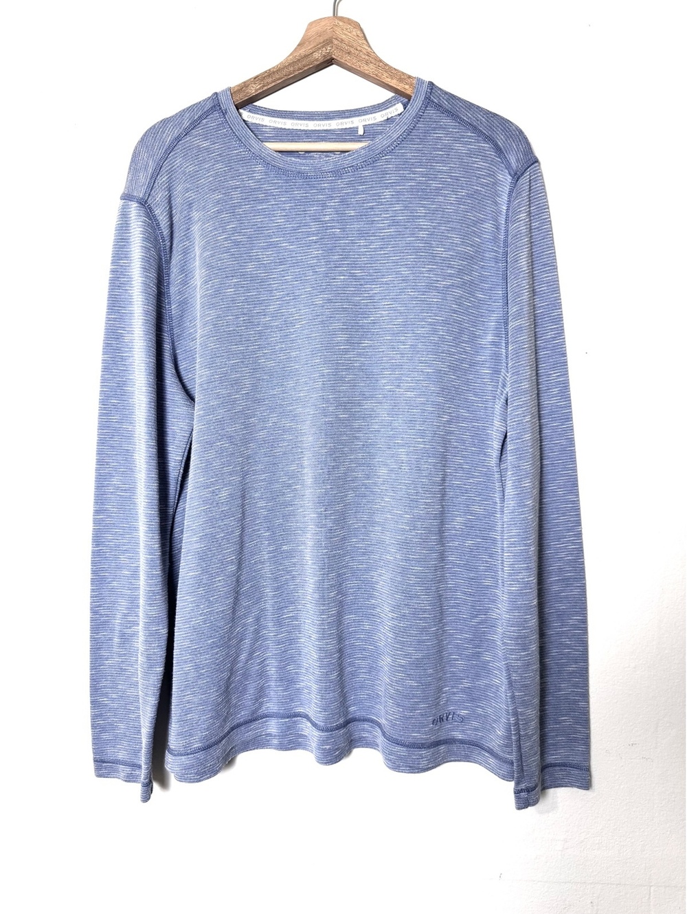 Blue Orvis shirt long sleeve slubbed performance fabric size L
